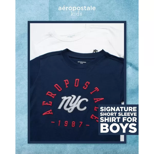 AEROPOSTALE Boys TShirts  2 Pack Short Sleeve Graphic T Shirts for Boys  Classic Boys Crewneck Logo Tees 416WhiteNavy