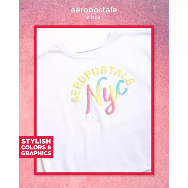 AEROPOSTALE Girls Shorts Set  2 Piece Jersey Graphic Tee and Poly Woven Dolphin Shorts  Summer Outfit for Girls 412White Lemon