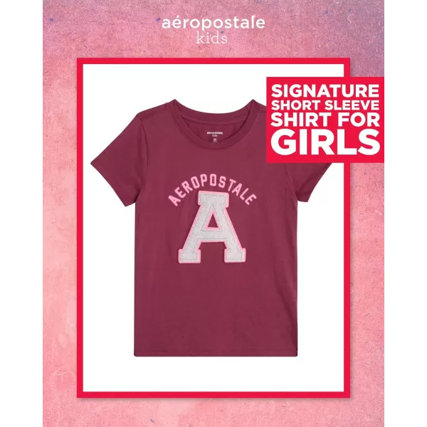AEROPOSTALE Girls TShirt  Kids Short Sleeve Applique Summer Shirt  Classic Crewneck Tees for Girls 416Berry