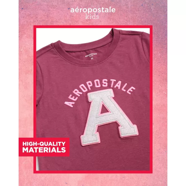 AEROPOSTALE Girls TShirt  Kids Short Sleeve Applique Summer Shirt  Classic Crewneck Tees for Girls 416Berry