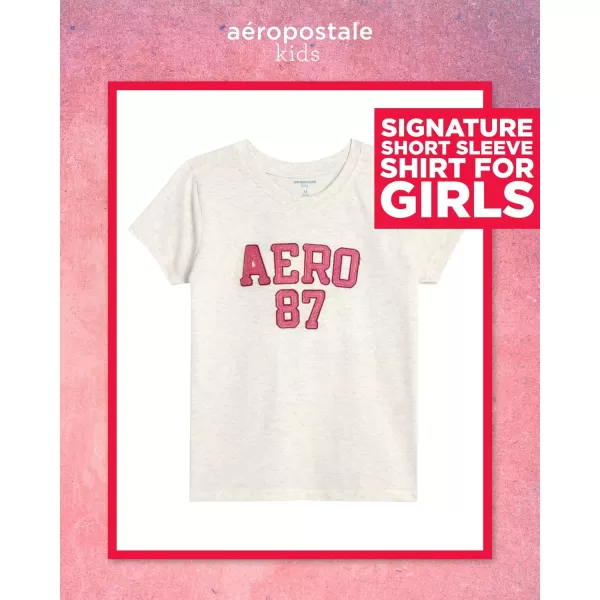 AEROPOSTALE Girls TShirt  Kids Short Sleeve Applique Summer Shirt  Classic Crewneck Tees for Girls 416Oatmeal