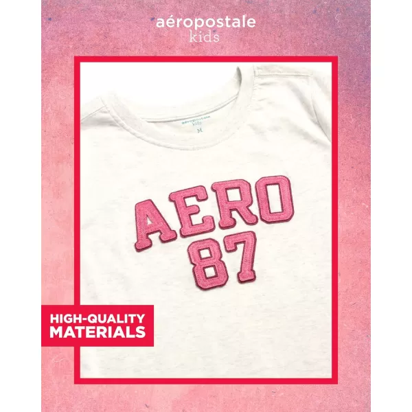 AEROPOSTALE Girls TShirt  Kids Short Sleeve Applique Summer Shirt  Classic Crewneck Tees for Girls 416Oatmeal