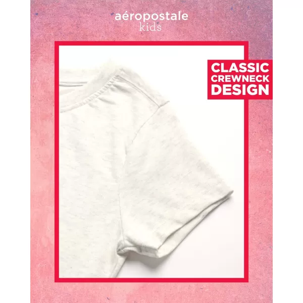 AEROPOSTALE Girls TShirt  Kids Short Sleeve Applique Summer Shirt  Classic Crewneck Tees for Girls 416Oatmeal