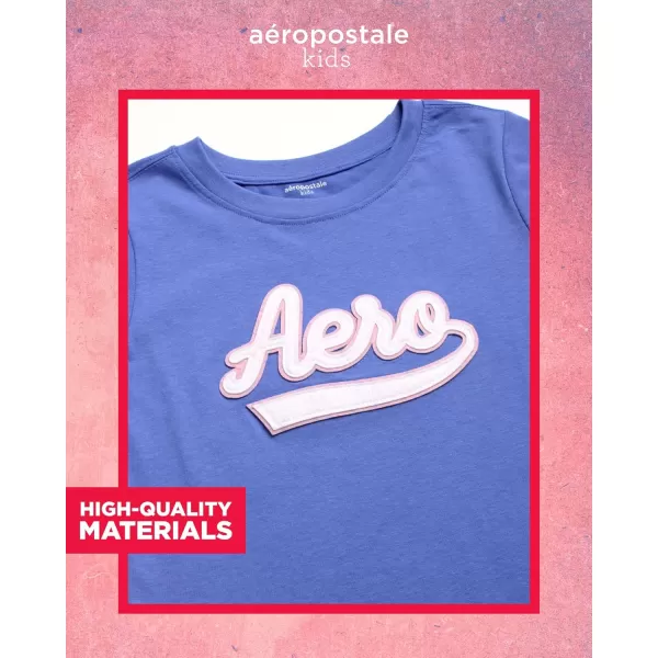 AEROPOSTALE Girls TShirt  Kids Short Sleeve Applique Summer Shirt  Classic Crewneck Tees for Girls 416Purple