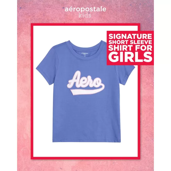 AEROPOSTALE Girls TShirt  Kids Short Sleeve Applique Summer Shirt  Classic Crewneck Tees for Girls 416Purple