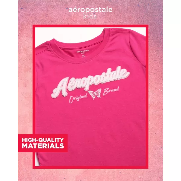 AEROPOSTALE Girls TShirt  Kids Short Sleeve Applique Summer Shirt  Classic Crewneck Tees for Girls 416Raspberry