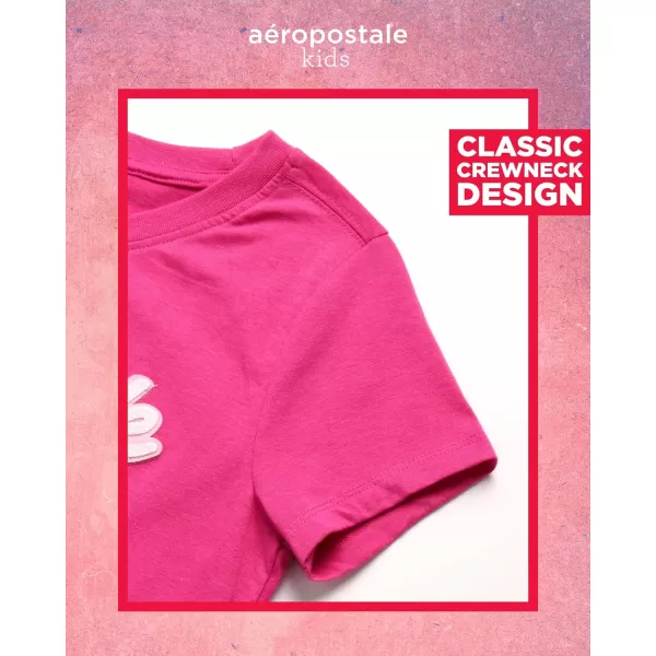 AEROPOSTALE Girls TShirt  Kids Short Sleeve Applique Summer Shirt  Classic Crewneck Tees for Girls 416Raspberry