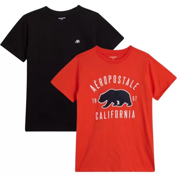 AEROPOSTALE Boys TShirts  2 Pack Short Sleeve Graphic T Shirts for Boys  Classic Boys Crewneck Logo Tees 416BlackOrange