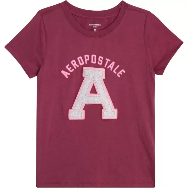 AEROPOSTALE Girls TShirt  Kids Short Sleeve Applique Summer Shirt  Classic Crewneck Tees for Girls 416Berry