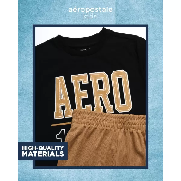 AEROPOSTALE Boys Active Shorts Set  4 Piece Short Sleeve TShirt and Mesh Gym Shorts  Activewear Outfit for Boys 412BlackRed