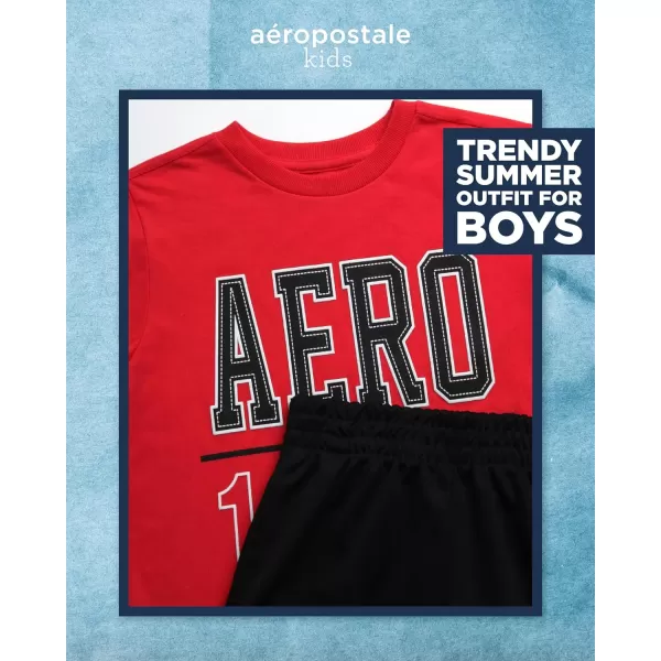 AEROPOSTALE Boys Active Shorts Set  4 Piece Short Sleeve TShirt and Mesh Gym Shorts  Activewear Outfit for Boys 412BlackRed