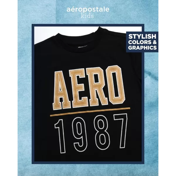 AEROPOSTALE Boys Active Shorts Set  4 Piece Short Sleeve TShirt and Mesh Gym Shorts  Activewear Outfit for Boys 412BlackRed