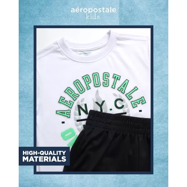 AEROPOSTALE Boys Active Shorts Set  4 Piece Short Sleeve TShirt and Mesh Gym Shorts  Activewear Outfit for Boys 412Blue White