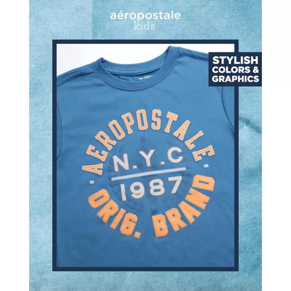 AEROPOSTALE Boys Active Shorts Set  4 Piece Short Sleeve TShirt and Mesh Gym Shorts  Activewear Outfit for Boys 412Blue White