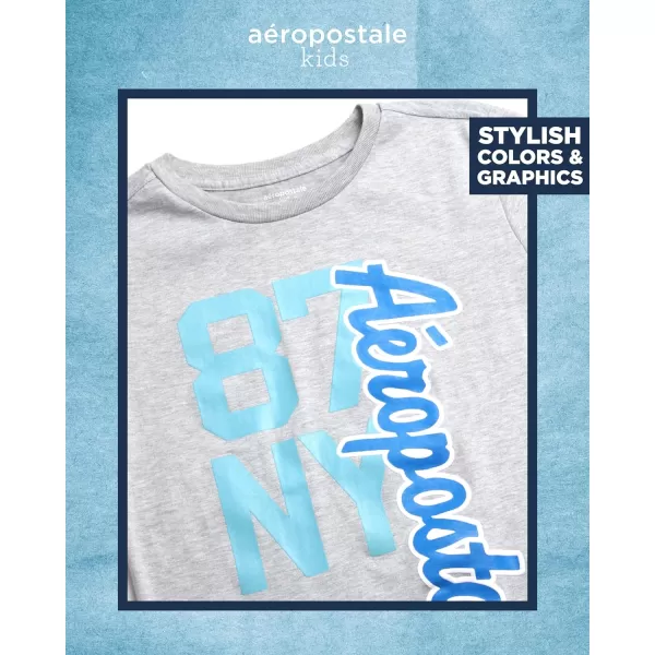 AEROPOSTALE Boys Active Shorts Set  4 Piece Short Sleeve TShirt and Mesh Gym Shorts  Activewear Outfit for Boys 412GreyGold
