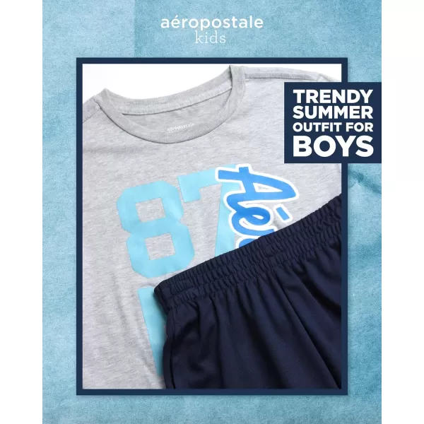 AEROPOSTALE Boys Active Shorts Set  4 Piece Short Sleeve TShirt and Mesh Gym Shorts  Activewear Outfit for Boys 412GreyGold