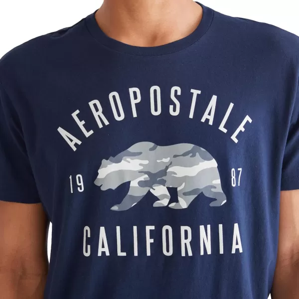 AEROPOSTALE Mens Cali Bear Short Sleeve TeeCadet Blue