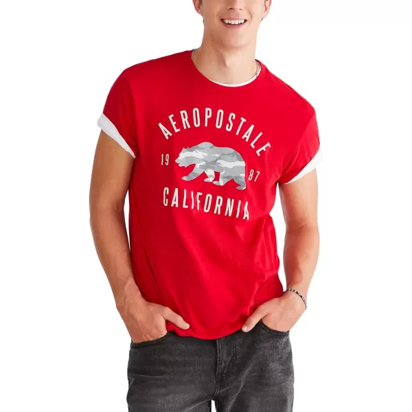 AEROPOSTALE Mens Cali Bear Short Sleeve TeeModel Red