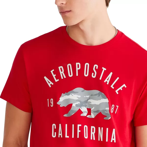 AEROPOSTALE Mens Cali Bear Short Sleeve TeeModel Red