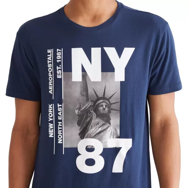 AEROPOSTALE Mens Ny 87 Short Sleeve TeeDress Blues