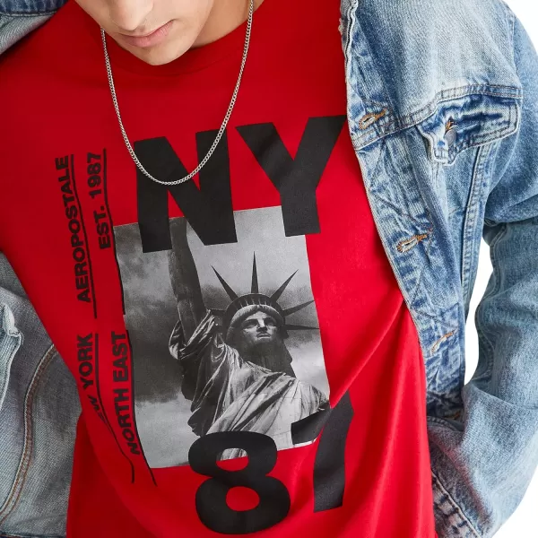 AEROPOSTALE Mens Ny 87 Short Sleeve TeeModel Red