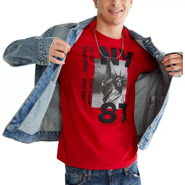 AEROPOSTALE Mens Ny 87 Short Sleeve TeeModel Red