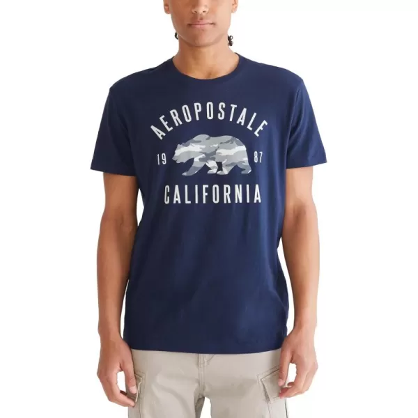 AEROPOSTALE Mens Cali Bear Short Sleeve TeeCadet Blue