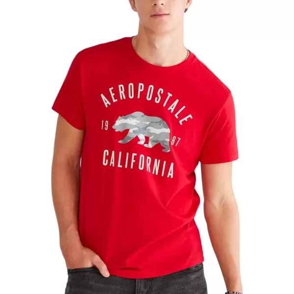 AEROPOSTALE Mens Cali Bear Short Sleeve TeeModel Red