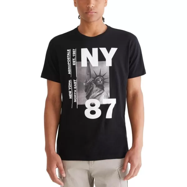 AEROPOSTALE Mens Ny 87 Short Sleeve TeeDark Black