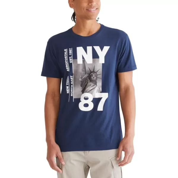 AEROPOSTALE Mens Ny 87 Short Sleeve TeeDress Blues