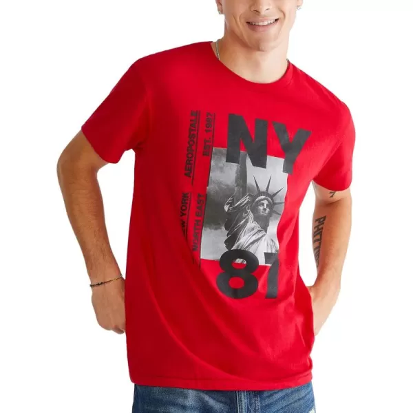 AEROPOSTALE Mens Ny 87 Short Sleeve TeeModel Red
