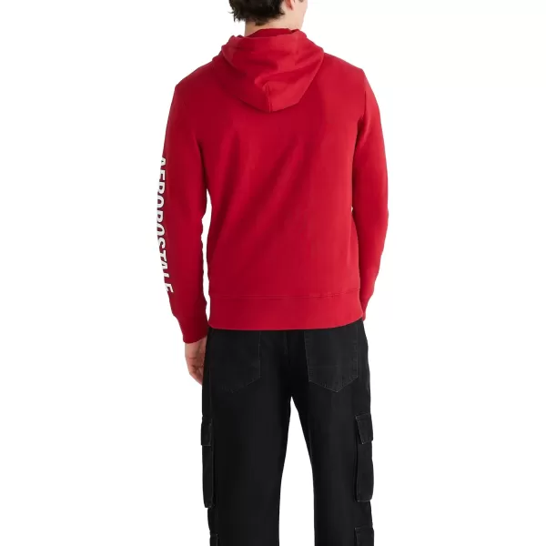 AEROPOSTALE Mens Aero Logo Full Zip HoodieLeft ChestCerise Red