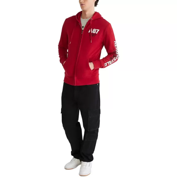 AEROPOSTALE Mens Aero Logo Full Zip HoodieLeft ChestCerise Red
