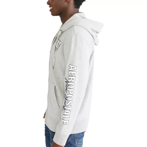 AEROPOSTALE Mens Aero Logo Full Zip HoodieLeft ChestLight Heather Grey