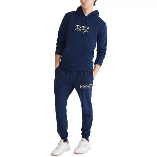 AEROPOSTALE Mens Aero Logo Popover Hoodie Box LogoCadet Navy