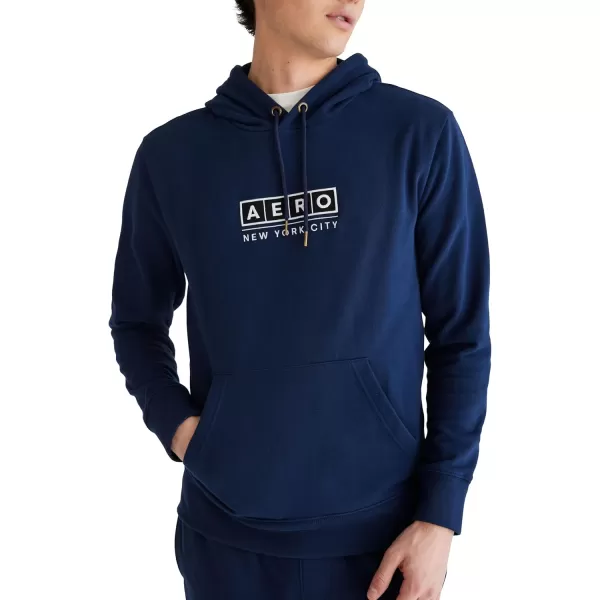 AEROPOSTALE Mens Aero Logo Popover Hoodie Box LogoCadet Navy