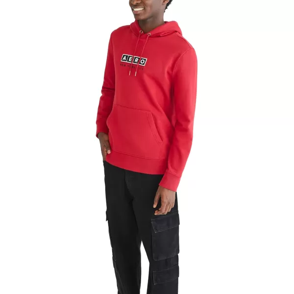 AEROPOSTALE Mens Aero Logo Popover Hoodie Box LogoCerise Red