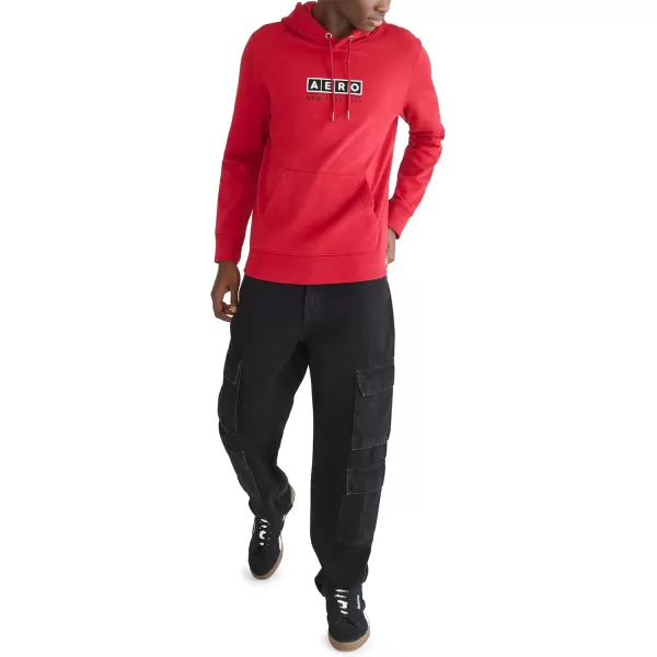 AEROPOSTALE Mens Aero Logo Popover Hoodie Box LogoCerise Red