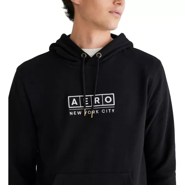 AEROPOSTALE Mens Aero Logo Popover Hoodie Box LogoDark Black