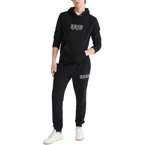AEROPOSTALE Mens Aero Logo Popover Hoodie Box LogoDark Black