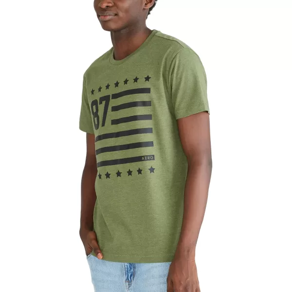 AEROPOSTALE Mens Americana 87 Short Sleeve TeeBronze Green