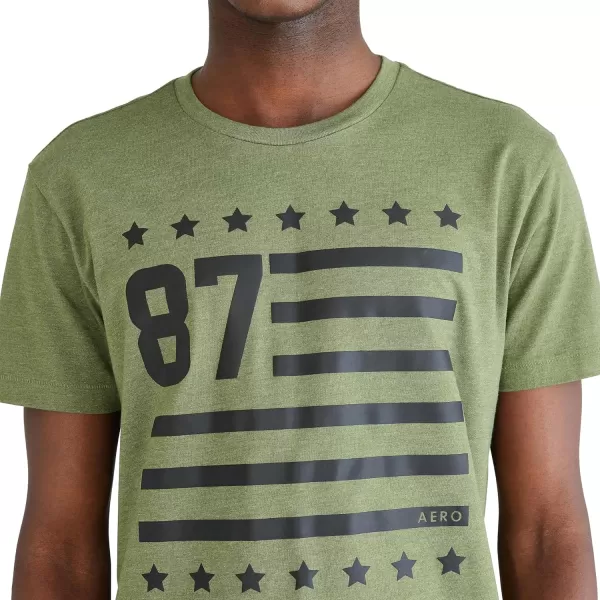 AEROPOSTALE Mens Americana 87 Short Sleeve TeeBronze Green