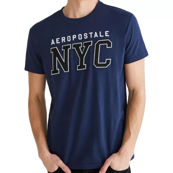 AEROPOSTALE Mens Center Chest Logo Short Sleeve TeeCadet Blue