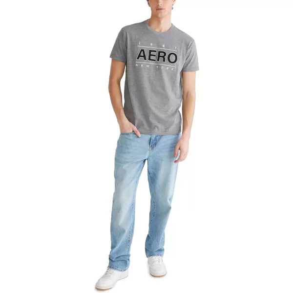 AEROPOSTALE Mens Center Chest Logo Short Sleeve TeeMedium Heather Grey