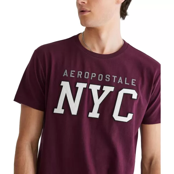 AEROPOSTALE Mens Center Chest Logo Short Sleeve TeeRich Burgundy