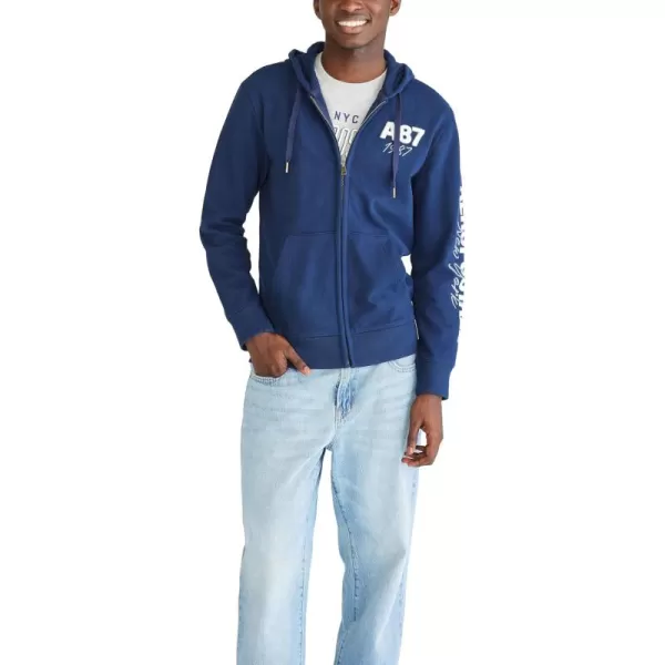 AEROPOSTALE Mens Aero Logo Full Zip HoodieLeft ChestCadet Navy