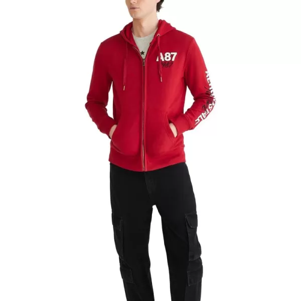 AEROPOSTALE Mens Aero Logo Full Zip HoodieLeft ChestCerise Red