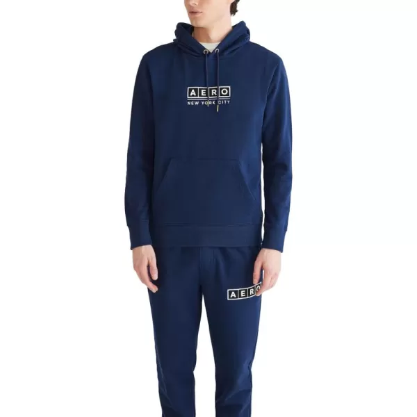 AEROPOSTALE Mens Aero Logo Popover Hoodie Box LogoCadet Navy