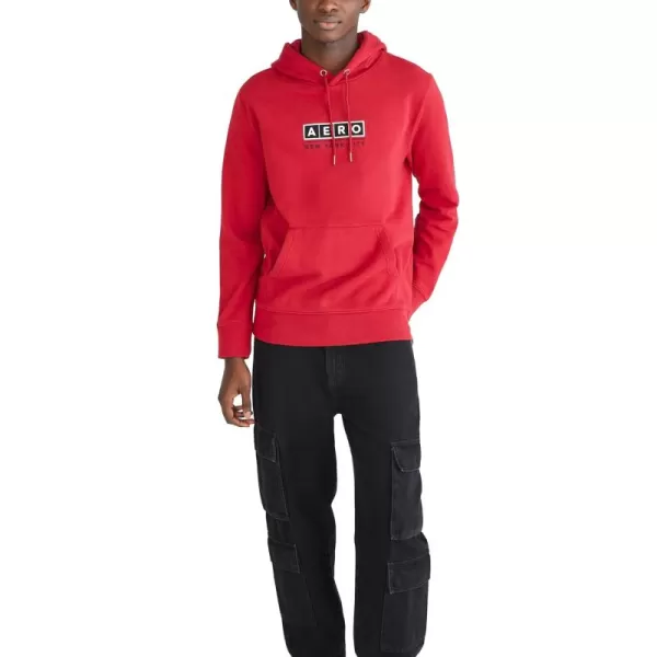 AEROPOSTALE Mens Aero Logo Popover Hoodie Box LogoCerise Red