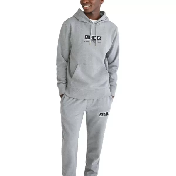AEROPOSTALE Mens Aero Logo Popover Hoodie Box LogoMedium Heather Grey
